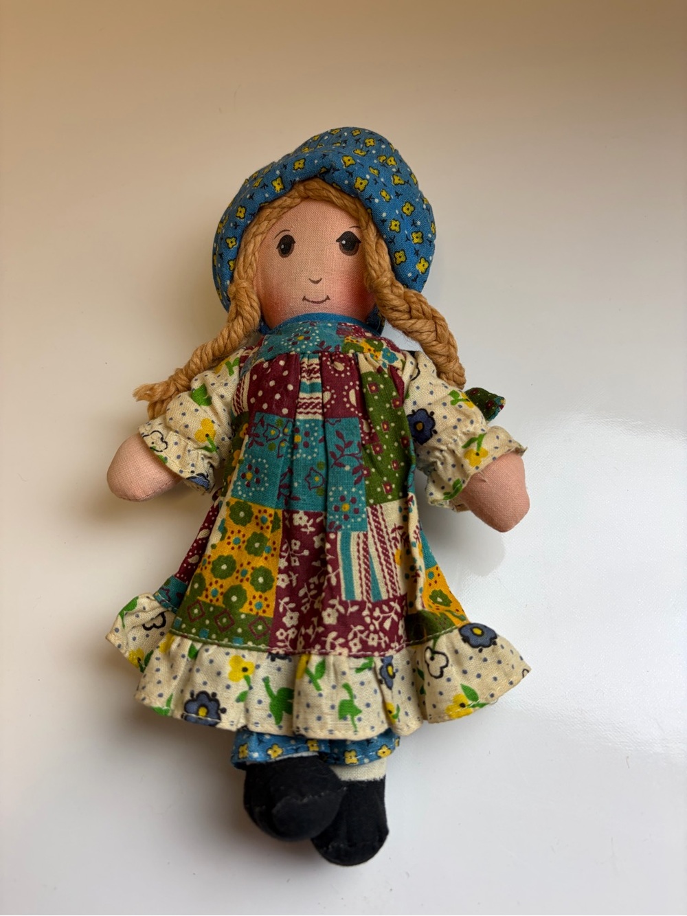 Holly Hobby Patchwork Rag Doll in Blue and Multicolor Dress